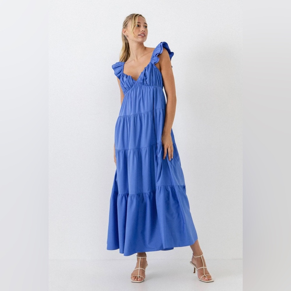 English Factory Ruffle Sleeve Maxi dress